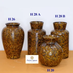 Bình Gốm - Chậu Nâu Đốm Vàng-GSO