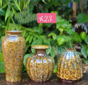 Alternative view of Bình Gốm - Chậu Nâu Đốm Vàng-GSO